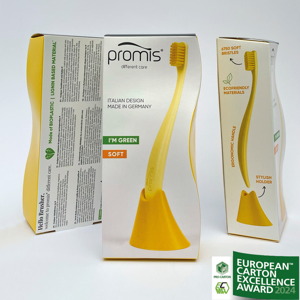 promis brush & holder combopack yellow